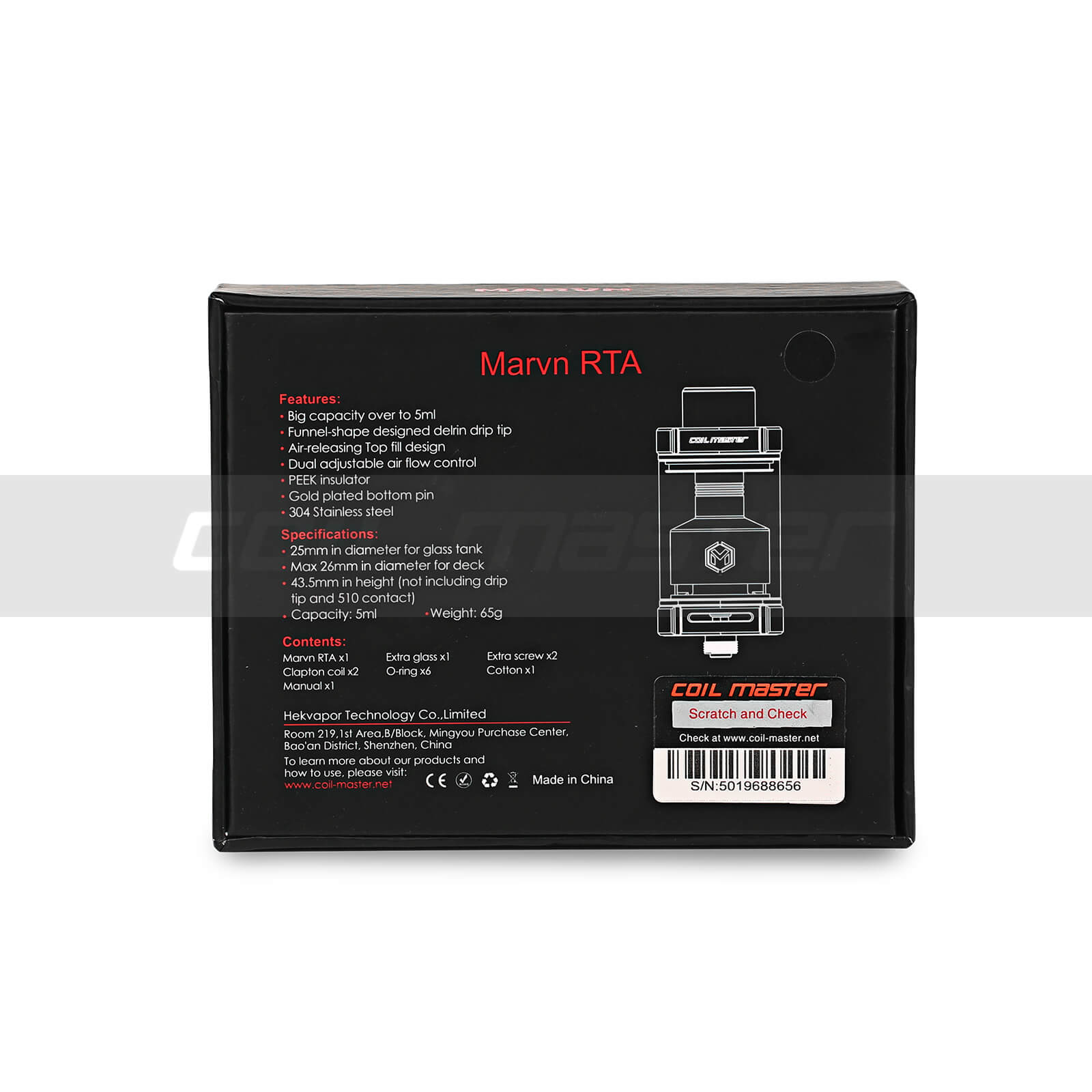 Coil Master Marvn RTA atomizzatore 26mm 5ml dual coil