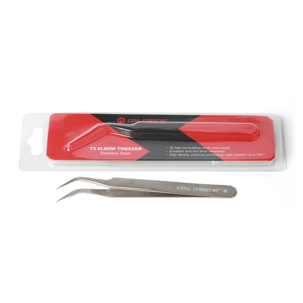 Coil Master Elbow Tweezer pinzetta curva acciaio resistente