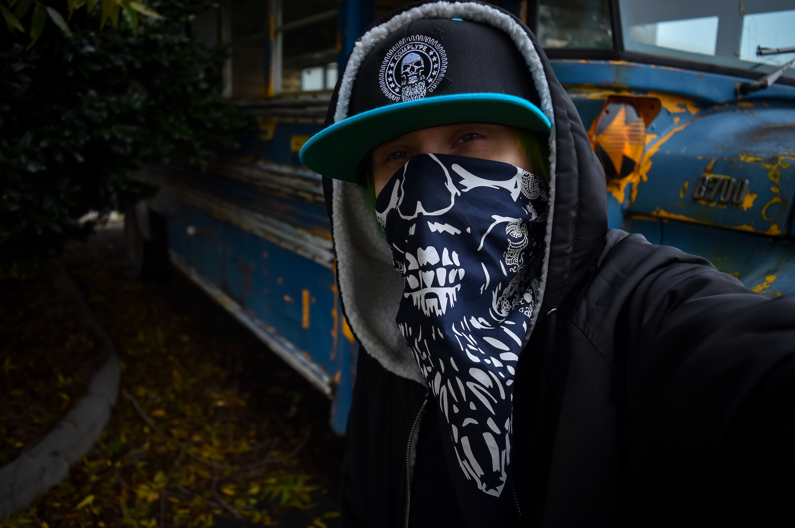 Comp Lyfe Bearded Skull bandana nera in cotone 56 cm