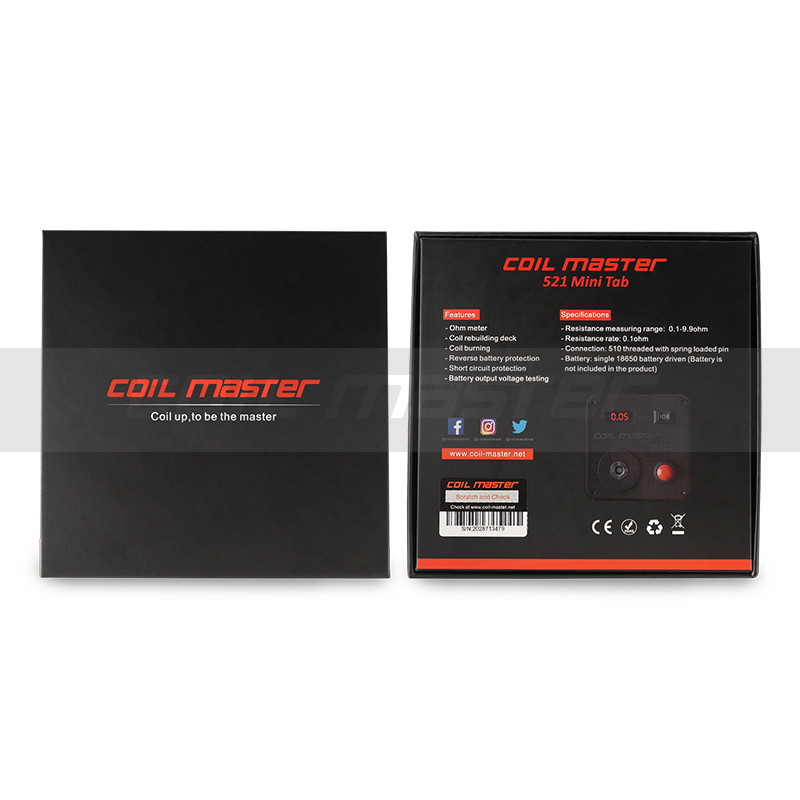 Coil Master 521 Mini Tab ohmmetro 18650 deck