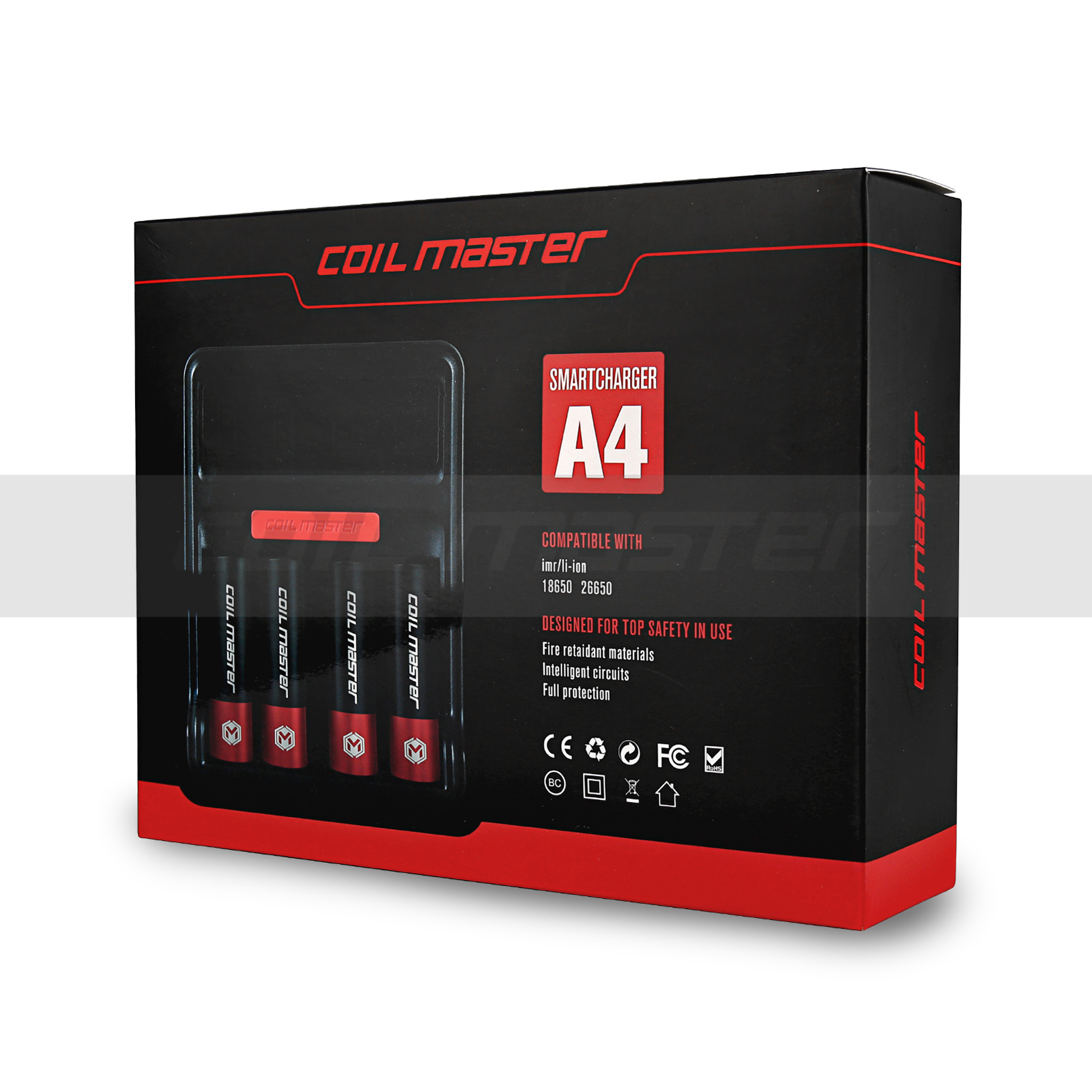 Coil Master A4 caricabatterie 4 slot 18650 26650 ricarica rapida