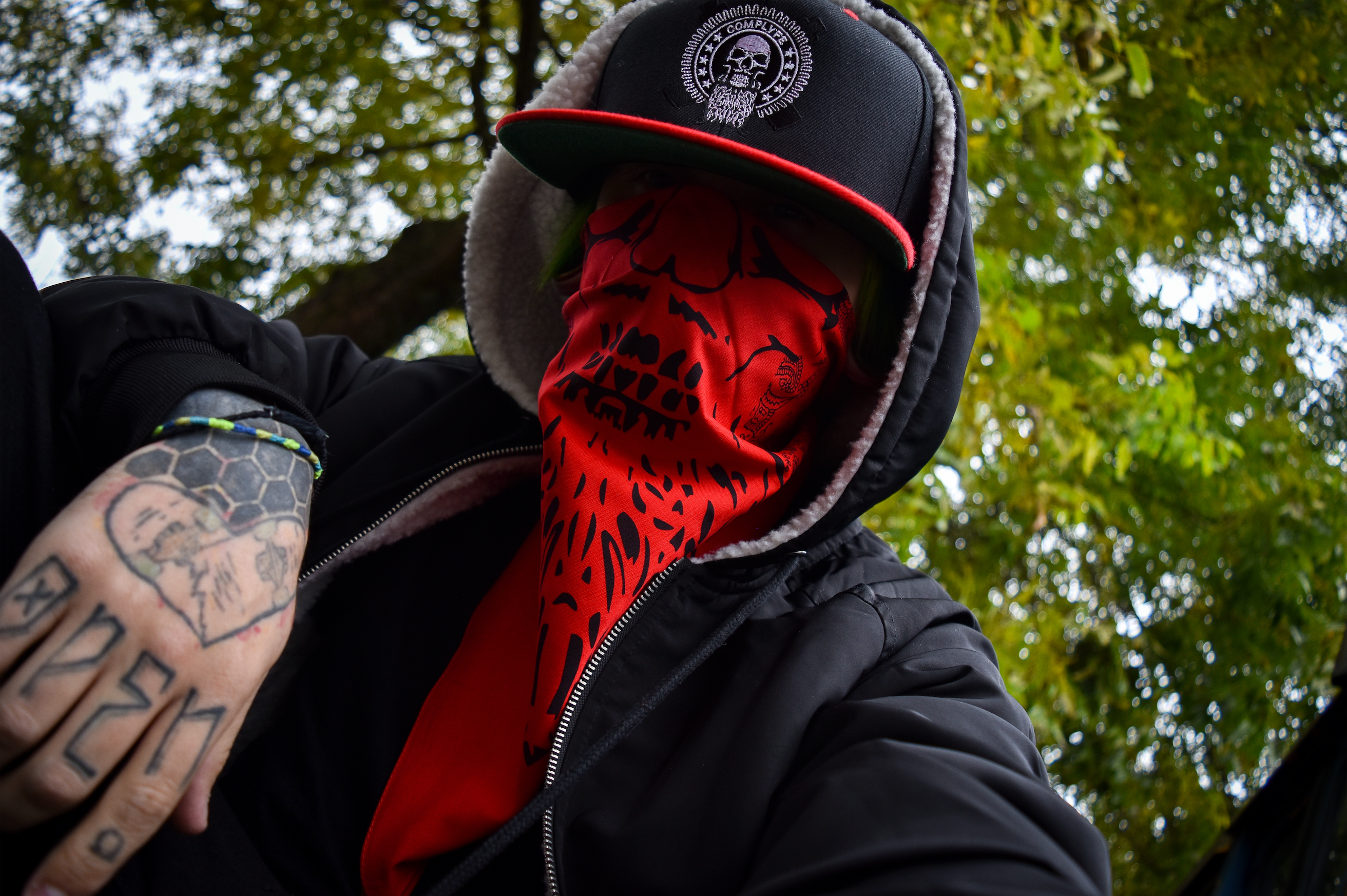 Comp Lyfe Bearded Skull bandana nera in cotone 56 cm