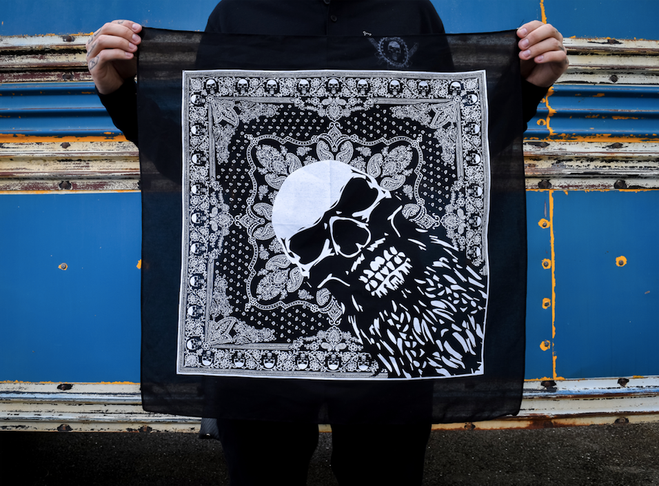 Comp Lyfe Bearded Skull bandana nera in cotone 56 cm
