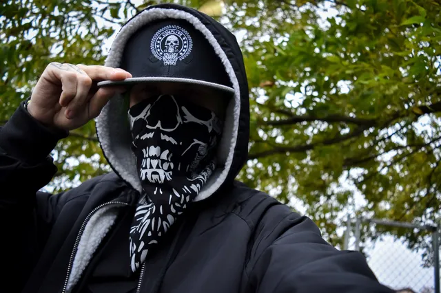 Comp Lyfe Bearded Skull bandana nera in cotone 56 cm